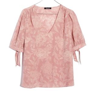 Drastic price drop !Madewell Silk V-Neck Tie Sleeve Top